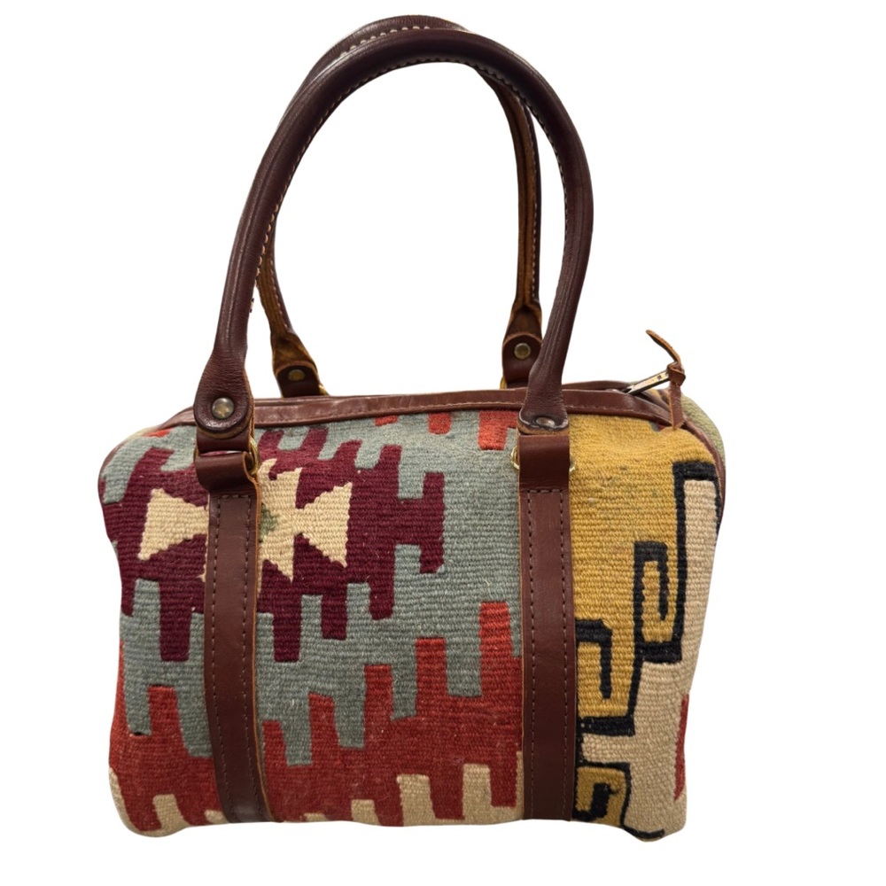 Walking Elephant Vintage Multicolor Satchel Bag